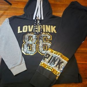 VICTORIA'S SECRET PINK BLING 86 LOVE PINK 1/4 ZIP DUO.